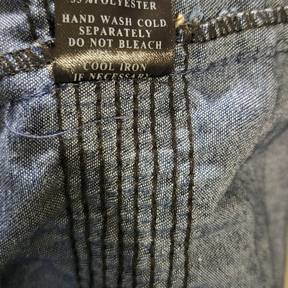 Strapless Blue Dress with Red Floral Details - Picture 14 of 15